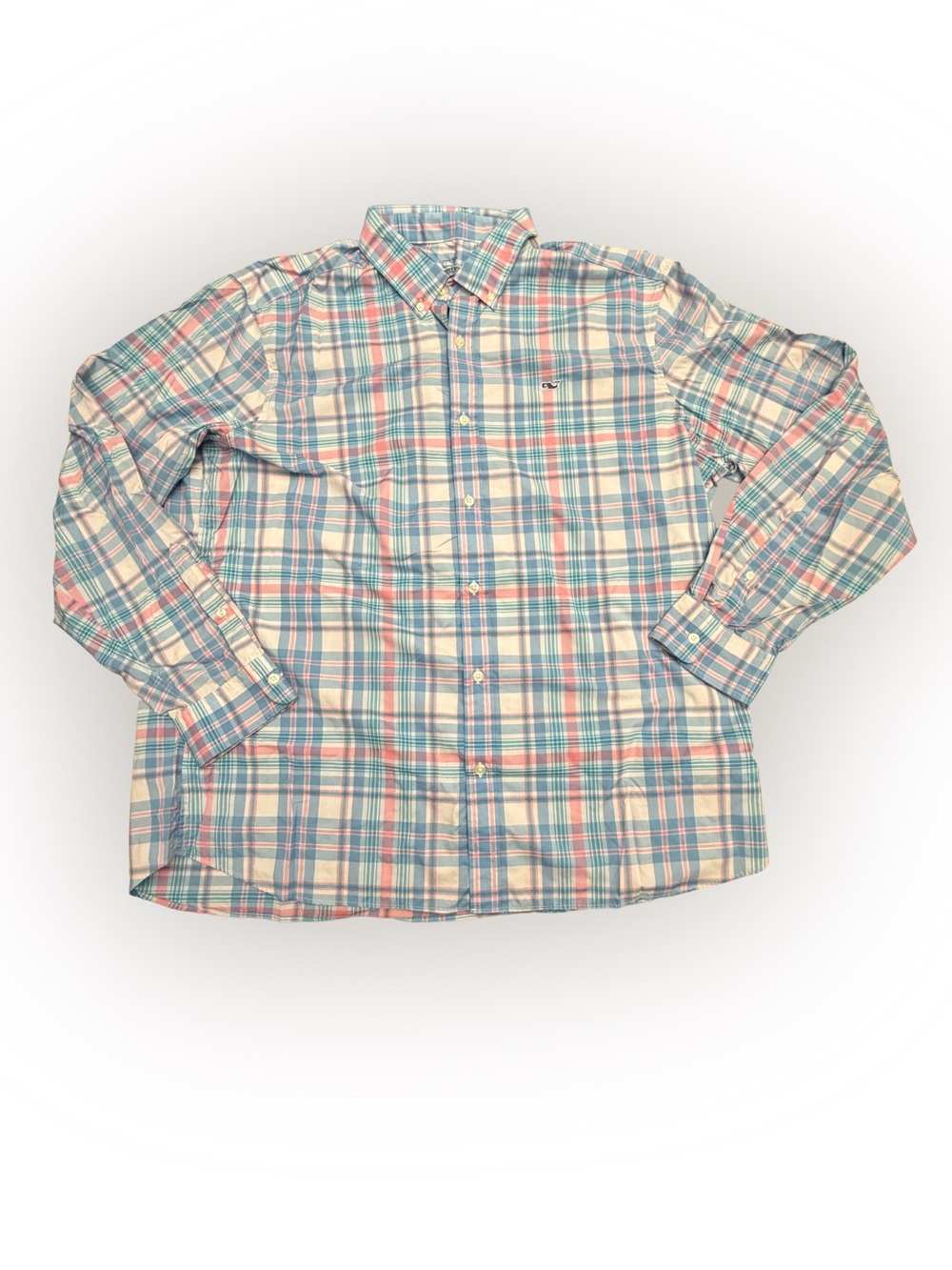 Men’s Vineyard Vines Pastel Plaid Button-Down Shirt Blue, Pink & White Size XL